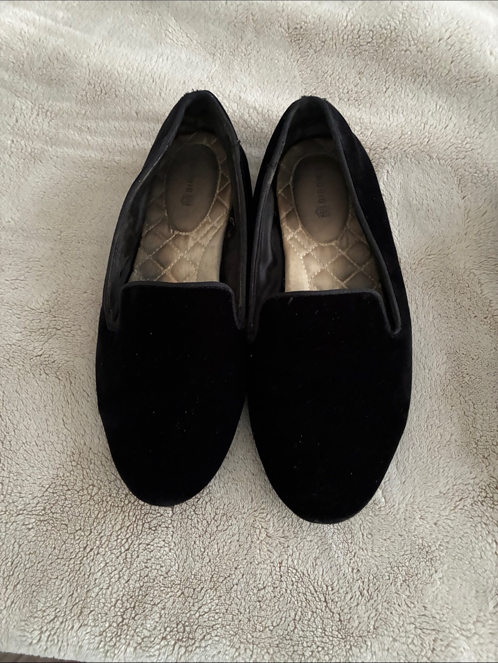 Birdies Black Velvet Slip-On Loafers